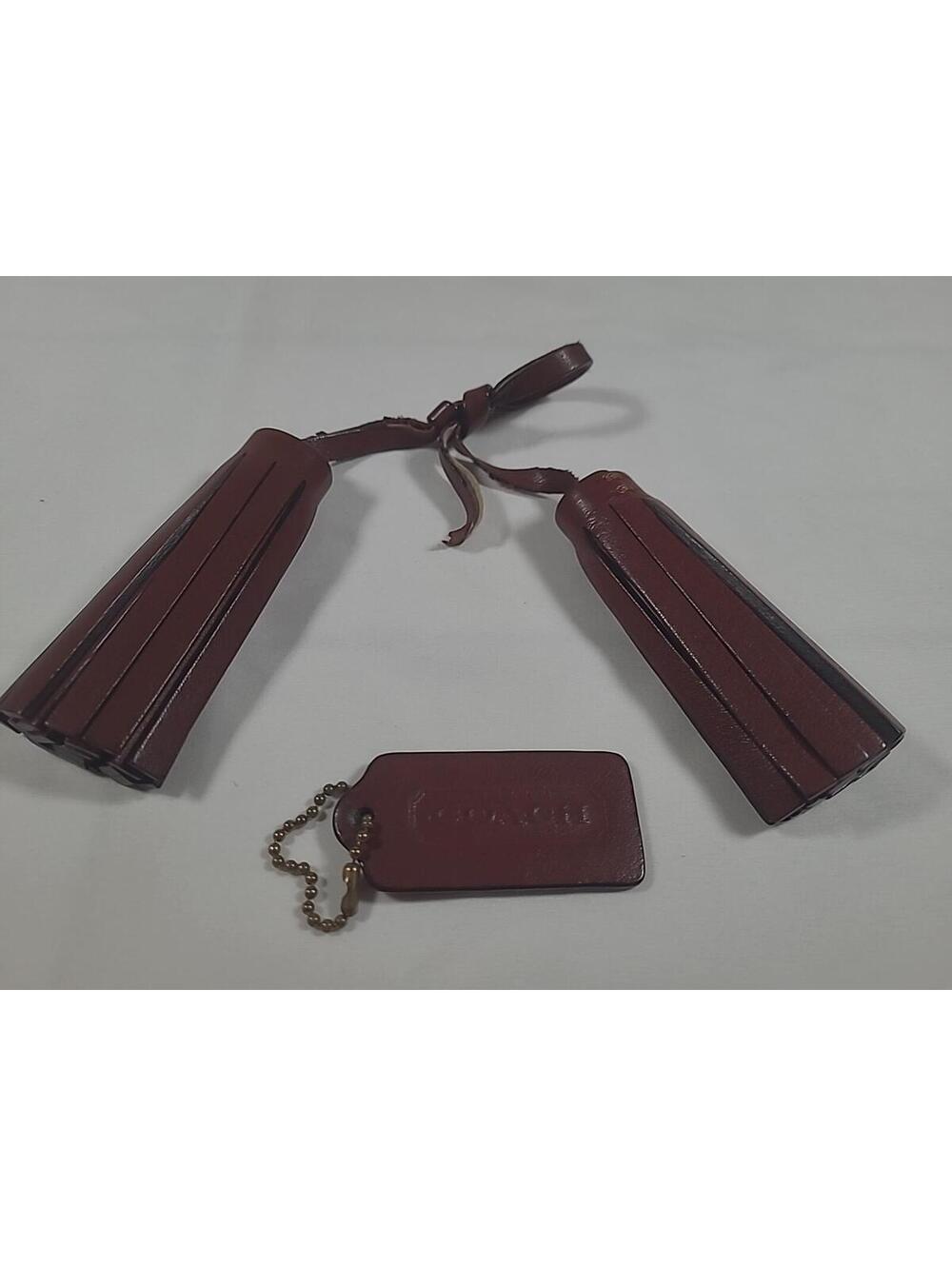 Coach Brown Leather Hang Tag with Gold Tone Chain And Tassle